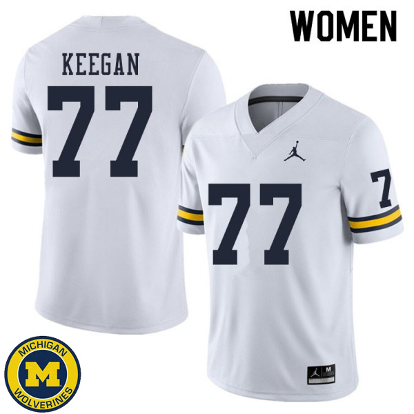 Womens Michigan Wolverines #77 Trevor Keegan White Football Jersey